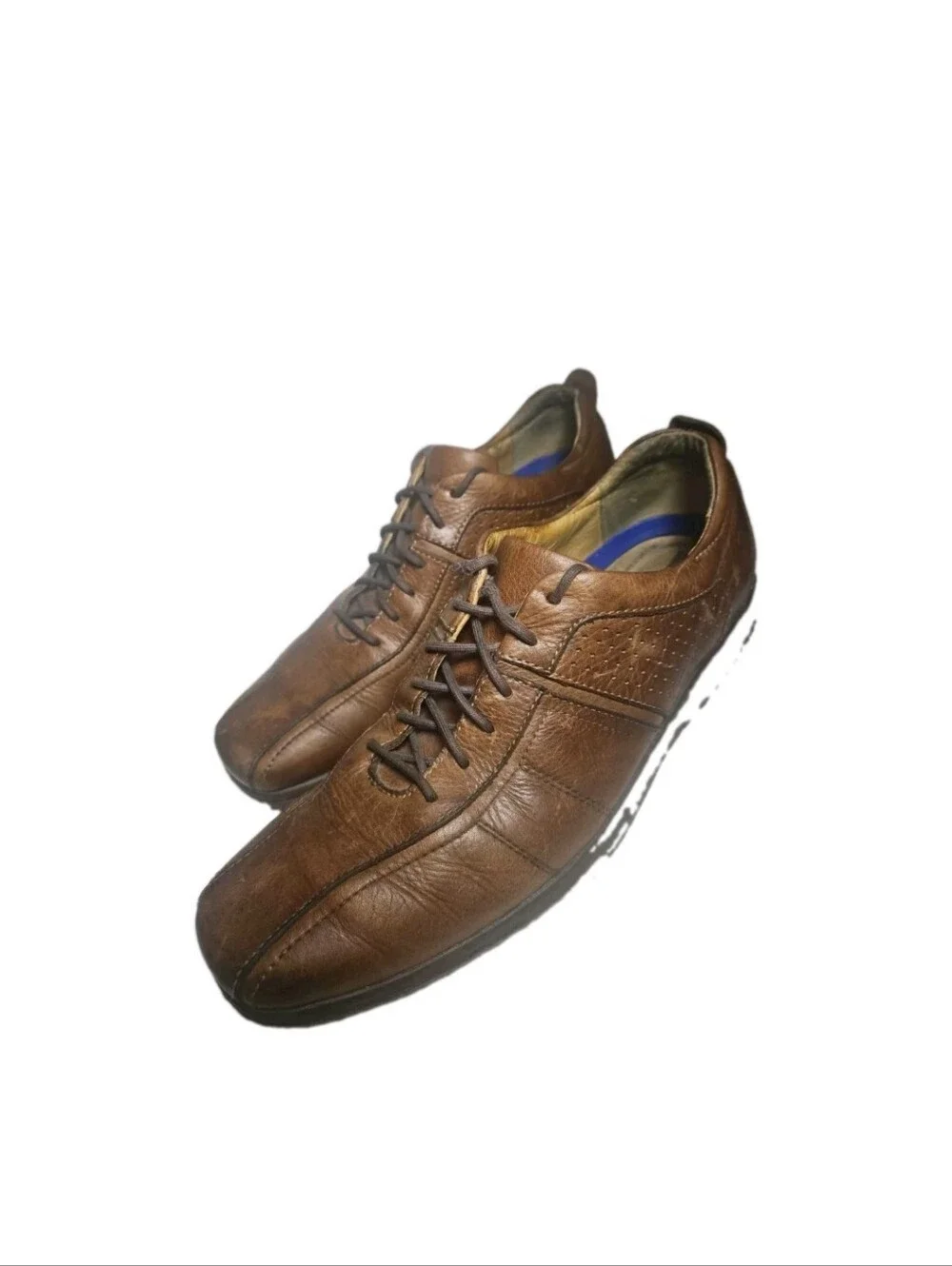 Johnston Murphy Shuler Brown Leather Bicycle Toe Oxford Shoe Men Size11M Derb[7E